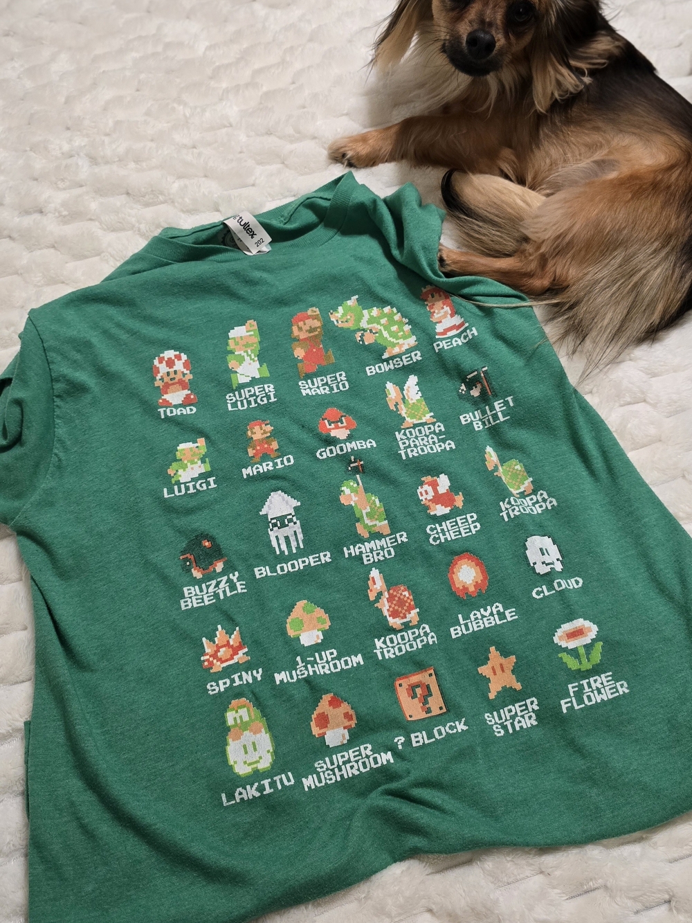 Nintendo Green Super Mario Pixel Characters Pet Bedding Shirt Design